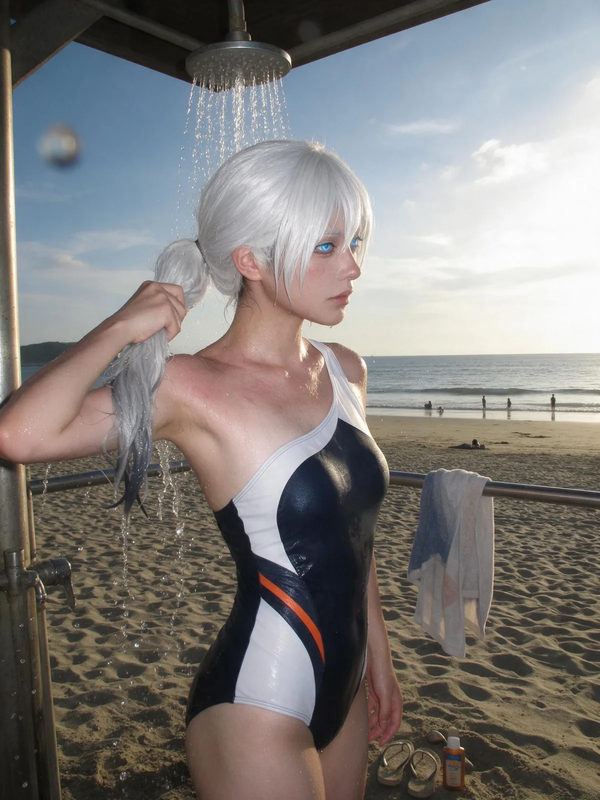 The same cosplay-inspired prompt with real skin, wet wig fibres and CCD colour noise, Seedream 5.0 Pro