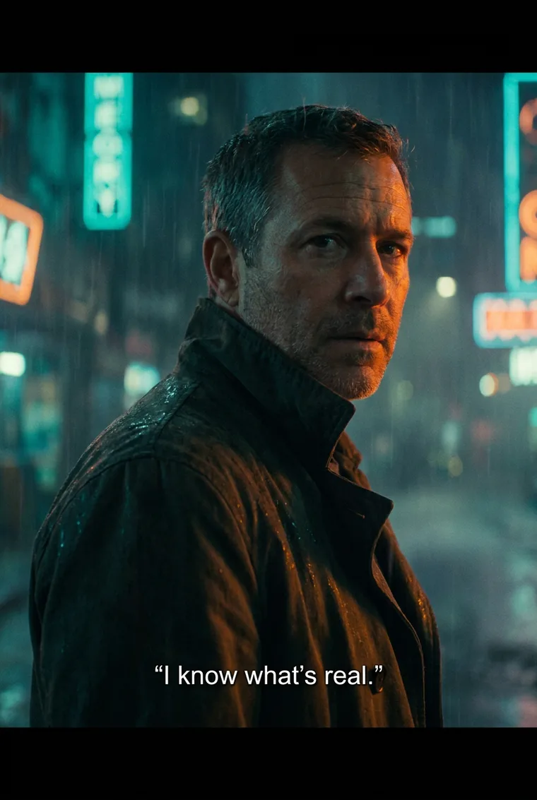 A cinematic movie still with a film-style subtitle caption burned onto the bottom of the frame